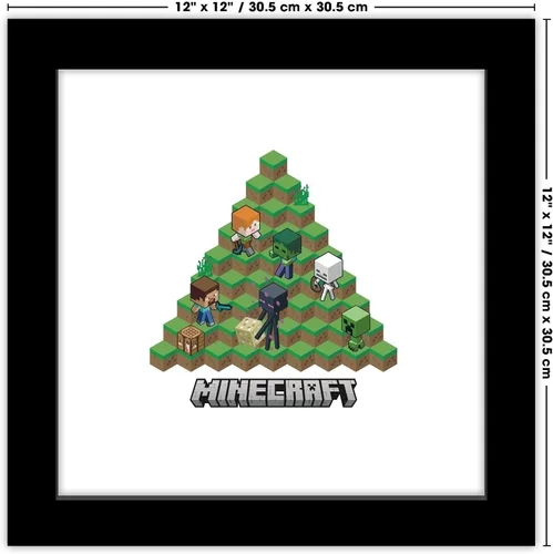 Vista 6 de Trends International Gallery Pops Minecraft - Arte de pared isométrico con insignia de Minecraft, versión enmarcada negra, 12 x 12 pulgadas