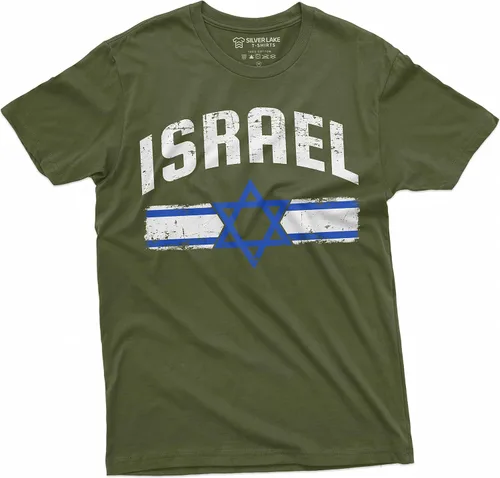 Vista 4 de Camiseta de Israel para hombre, con la bandera israelí, escudo de armas, camiseta patriótica de Star of David