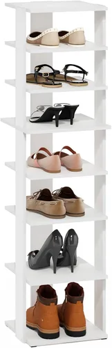 Vista 9 de Furinno Zapatero vertical compacto, organizador de zapatos estrecho de 8 niveles, almacenamiento de zapatos independiente, estante de zapatos