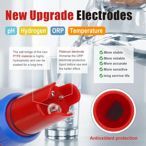 Vista 5 de Probador de agua de hidrógeno, probador de pH, medidor de pH digital para agua hidrogenada, medidor H2 (PPB/PPM), medidor de ORP Prueba de botella