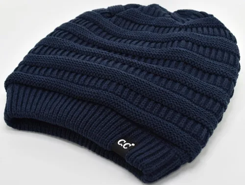 Vista 40 de C.C Winter Oversized Beanie Hat with Fuzzy Lining – Thick Knit Thermal Beanie for Cold Weather, Soft Warm Fleece Lined Cap