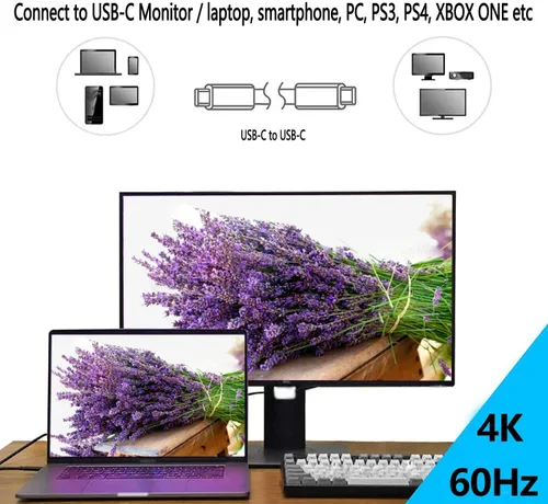 Vista 3 de Akingdleo Cable de monitor externo portátil, USB 3.1 USB 3.1 USB C 100 W de carga rápida, salida de video de 4K a 60 Hz, compatible con ASUS