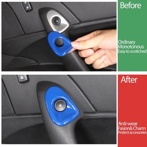 Vista 2 de Cubierta para interruptor de puerta de automóvil compatible con Chevy Corvette C6 2005-2013, accesorios de ajuste de botón de interruptor de bisel