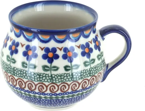 Vista 7 de Blue Rose Polish Pottery - Yellow Alyssa Bubble Mug - 14 oz - Unique Shape Mug for Coffee & Tea