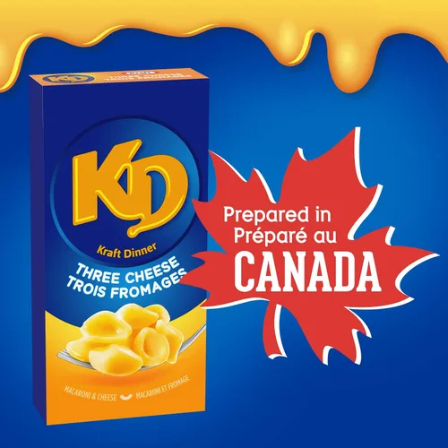 Vista 4 de Kraft Dinner, Tres queso, macarrones y queso, 7.05 oz/7.1 onzas, (paquete de 24) {Importado de Canadá}