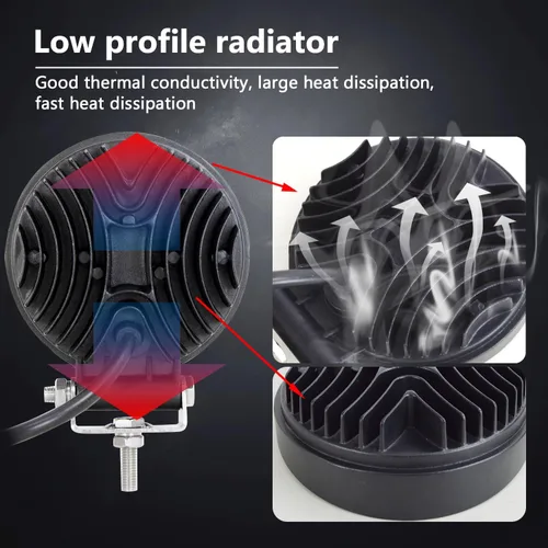 Vista 5 de Willpower 2 piezas de 27 W de 2200 lm, barra de luz de trabajo LED redonda, lámpara de conducción de haz puntual para todoterreno, SUV, barco, Jeep