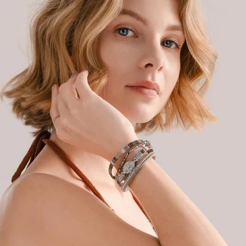 Vista 68 de FANCY SHINY - Pulsera de cuero estilo bohemio, pulsera de cuentas de cristal con cierre magnético, regalos de joyería para mujer