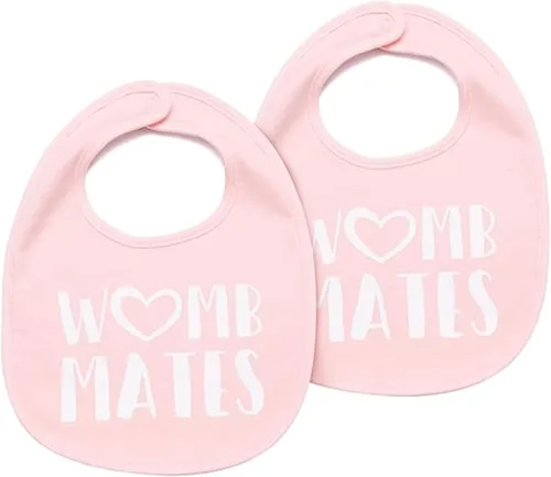 Vista 8 de 100% Cotton Drinking Buddies Twin Bibs Cute & Practical Unisex Bibs for Twins with Waterproof, Durable, for Everyday Use