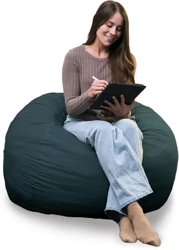 Vista 19 de Big Joe Fuf Silla Puf de Espuma de 5 Pies de Tamaño Extra Grande con Funda Extraíble para Niños, Adolescentes, Adultos, Onyx Lenox, Poliéster Tejido