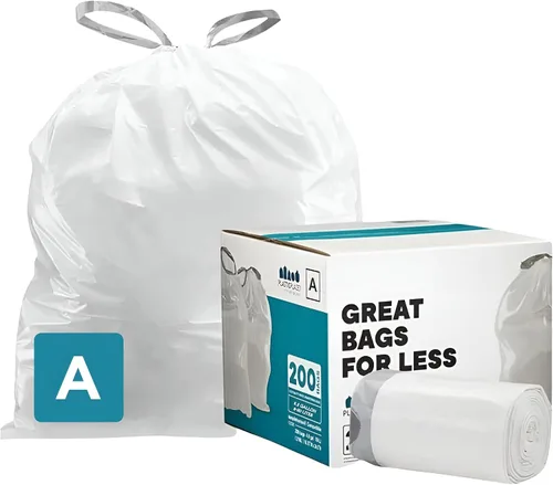 Vista 7 de Plasticplace Bolsas de basura, compatibles con código A (100 unidades), forro de bolsas de basura con cordón blanco, 1.2-2 galones 4.5 litros