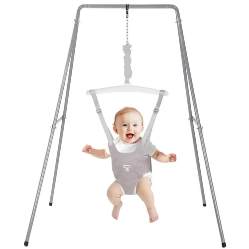 Vista 8 de Saltarón para bebé con soporte, Saltarónes y balancines para bebés, Ejercicio para bebé adecuado para 6-24 meses, fácil de ensamblar y guardar Azul