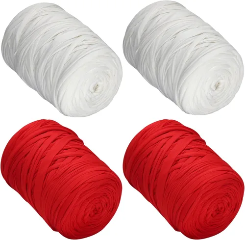 Vista 24 de 2 piezas de 800g (28.22 oz) de hilo de tela elástica de camiseta para ganchillo, tejer bricolaje, 260 yardas, hilo grueso para tejer a mano, bolsa
