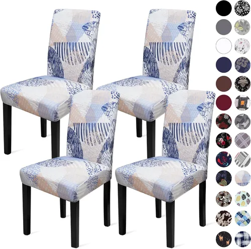 Vista 64 de Sufdari Juego de 2 fundas para sillas de comedor, fundas para sillas de cocina, fundas para sillas Parsons, protectores de sillas de elastano