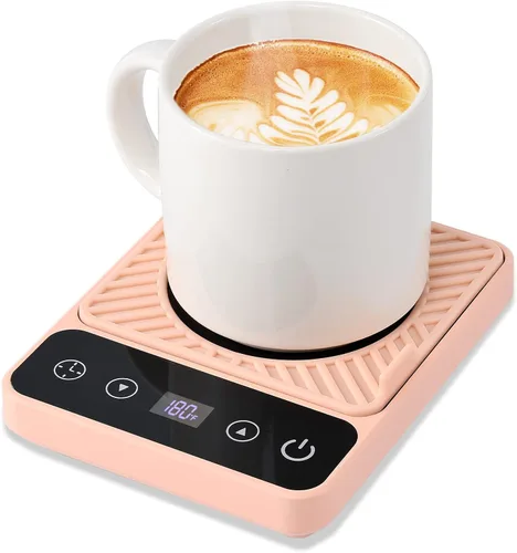 Vista 8 de Calentador de tazas – Calentador eléctrico de taza de café con temporizador, calentador de taza de café para escritorio apagado automático, control