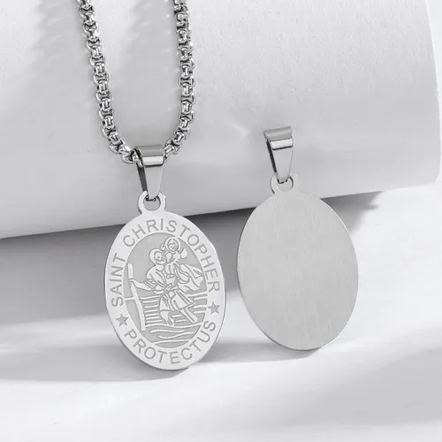 Vista 7 de Yaumatea San MiguelCristóbalVirgen MaríaBenedictoJude TaddeoJoséPatrickRafaelFranciscoFlorianThomas AquinasAnthony Medalla Collar Colgante de acero