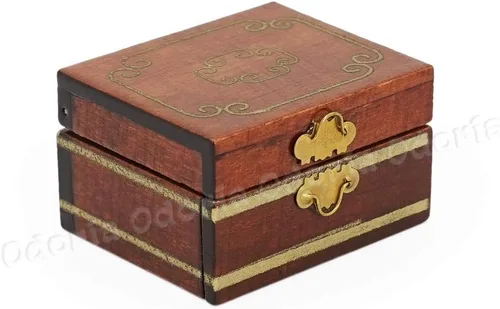 Vista 3 de Odoria Caja de joyería para casa de muñecas en miniatura: caja de maquillaje a escala 1/12, organizador para dormitorio victoriano - Mini cofre