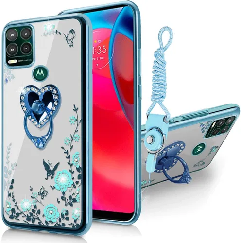 Vista 12 de Paquete de 2 fundas elegantes con purpurina de mariposa para Moto G Stylus 5G 2021, delgada y suave TPU de lujo, a prueba de golpes, para adultos