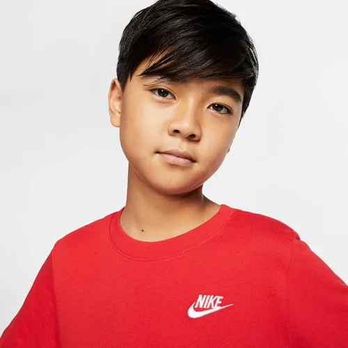 Vista 6 de Nike Camiseta NSW para niños Bordado Logo Futura Camisetas AR5254-101 Talla, Gris oscuro jaspeado Blanco