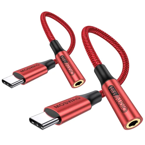 Vista 16 de MOSWAG Adaptador de audio USB tipo C a conector de auriculares hembra de 0.138 in, sonido de alta fidelidad For