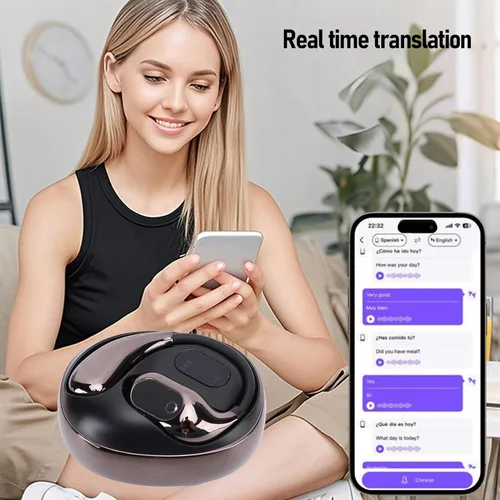 Vista 4 de Auriculares de traductor de idiomas, XG99 Auriculares de traducción Bluetooth para 80 idiomas y 97% de precisión, 4 modos de traducción, auriculares