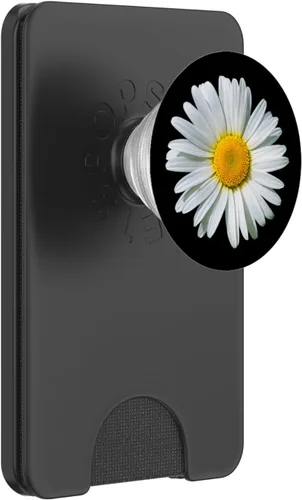 Vista 7 de White Gerbera Daisy Flower PopSockets PopSockets de fondo negro intercambiable PopGrip