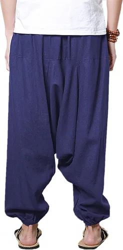 Vista 3 de perdontoo Men's Casual Baggy Drawstring Hippie Boho Aladdin Harem Pants