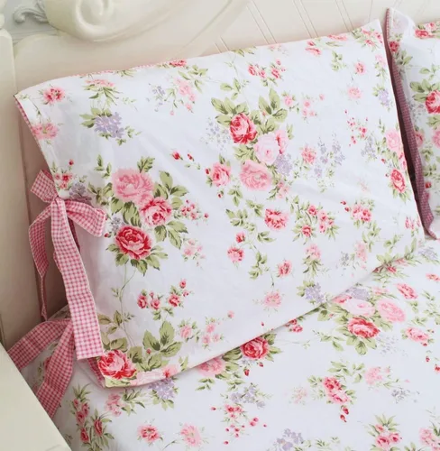 Vista 2 de Usning Juego de sábanas suaves de 100% algodón con estampado de rosas con sábana bajera de bolsillo profundo, sábana encimera y fundas de almohada