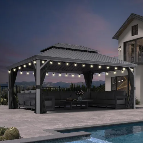 Vista 17 de PURPLE LEAF - Gazebo para exteriores de 10 x 12 pies, con sistema de drenaje