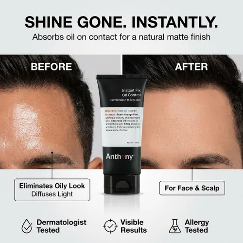 Vista 2 de Anthony Instant Fix - Control de aceite para hombres – Loción matificante para piel grasa – Hidratante y minimizador de poros elimina