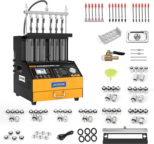 Vista 10 de AUTOOL Máquina probadora de limpiador de inyector de combustible, limpiador ultrasónico de inyección de combustible de 4 cilindros para inyectores