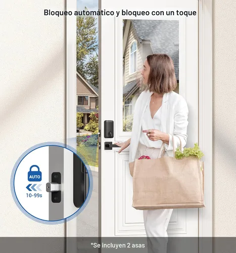 Vista 4 de Veise KS02D - Cerradura de seguridad para huellas dactilares con asa, color negro mate
