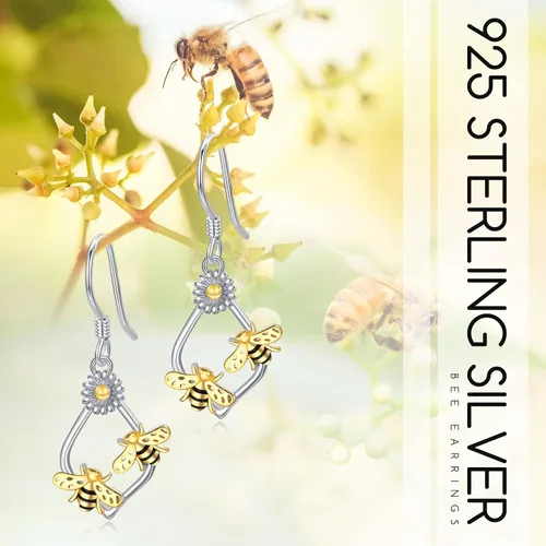 Vista 6 de Aretes colgantes para mujeres, adolescentes y niñas, aretes de plata de ley, aretes minimalistas hipoalergénicos para orejas sensibles, regalos