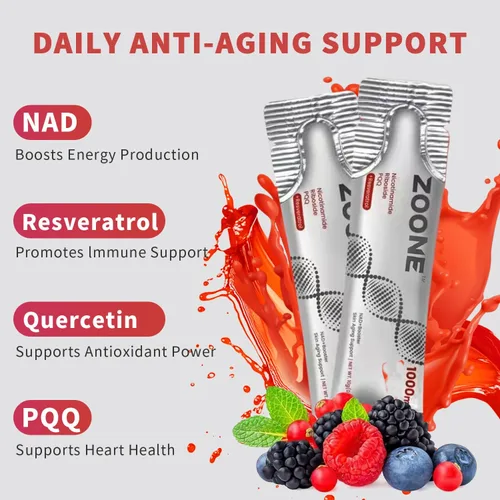 Vista 3 de Suplemento de resveratrol NAD, suplemento líquido NAD+ de 1000 mg, con ribósido de nicotinamida, resveratrol y PQQ, suplementos NAD para hombres