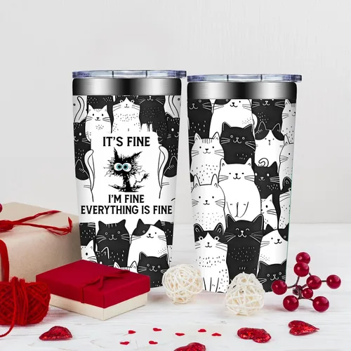 Vista 8 de Grifarny Regalos para Amantes de Gatos para Mujeres - Regalo de Navidad, Cumpleaños para Amantes de Gatos - Regalos para Gatos Negros - Está Bien