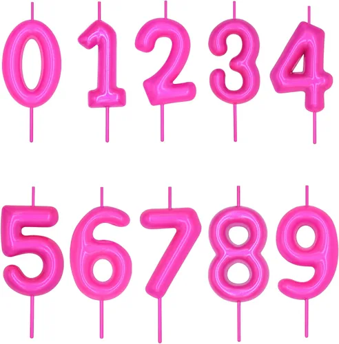 Vista 6 de DERVENTA Vela con números de 2.36 pulgadas, decoración perfecta para cumpleaños, brunch, postre, pastel, 1 pieza (número 0 rosa)