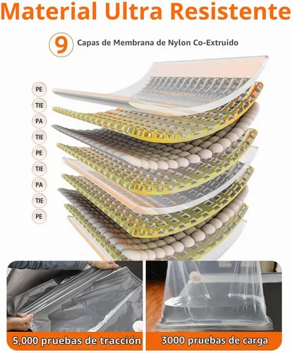 Vista 4 de Bolsas de almacenamiento al vacío para mudanzas, bolsas de sellado al vacío para espuma viscoelástica, látex, ropa y ropa de cama, bolsas