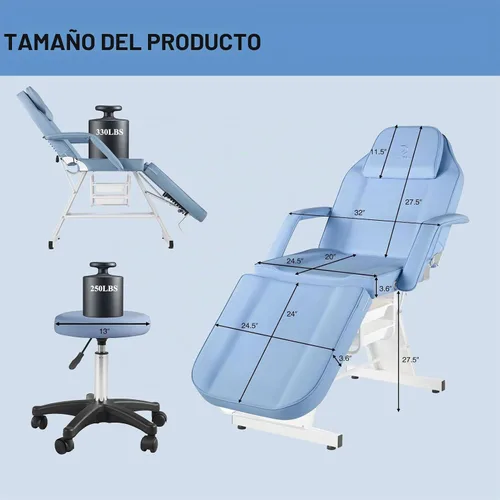 Vista 3 de Silla Facial Mesa de Masaje 73 pulgadas 3 Secciones Cama de Masaje Multiusos Mesa de Tatuaje Profesional Equipo de Salón Spa para Spa Facial Spa