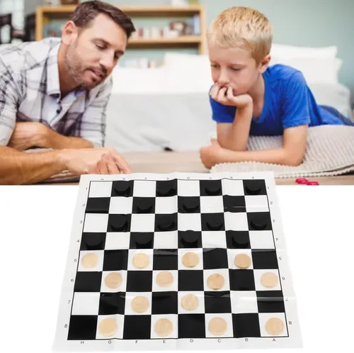 Vista 2 de Dilwe Juego de tablero de ajedrez de piezas, juego de mesa internacional de madera plegable portátil