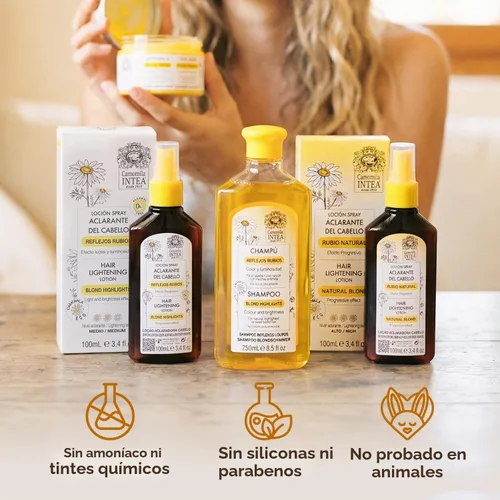 Vista 8 de Camomila Intea Blonde Spray - Aclarador de cabello de manzanilla con color suave, sin amoníaco ni parabenos, 3.4 onzas