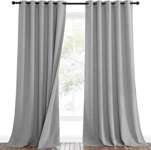 Vista 42 de NICETOWN - Cortinas divisoras con barrera de sonido 100% opacas de 84 pulgadas, cortinas con bloqueo de ruido, calor y frío con forro de tela