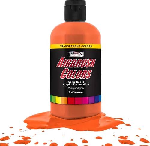 Vista 16 de U.S. Art Supply Pintura acrílica transparente Chartruesse para aerógrafo, 8 onzas, lista para rociar, pintura con pincel de aire para uñas, modelos