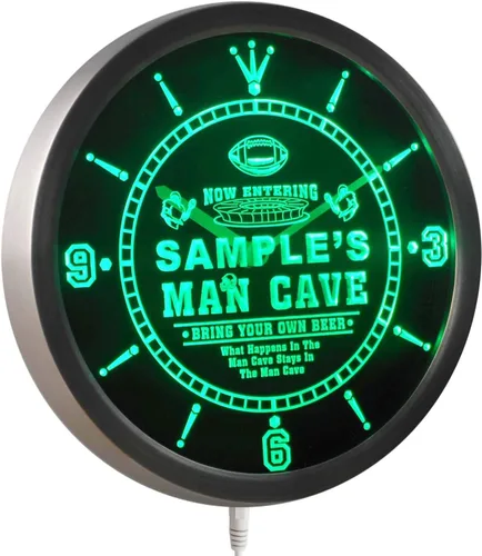 Vista 4 de ADVPRO ncqa-tm Nombre personalizado hombre cueva fútbol bar cerveza neón signo LED reloj de pared