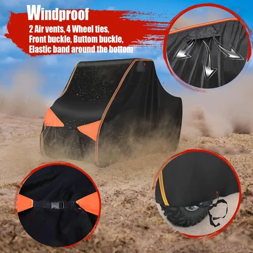 Vista 6 de IC ICLOVER Funda UTV, 2-3 plazas 600D resistente impermeable lado a lado, fundas UTV de dos plazas para exteriores compatibles con Polaris RZR