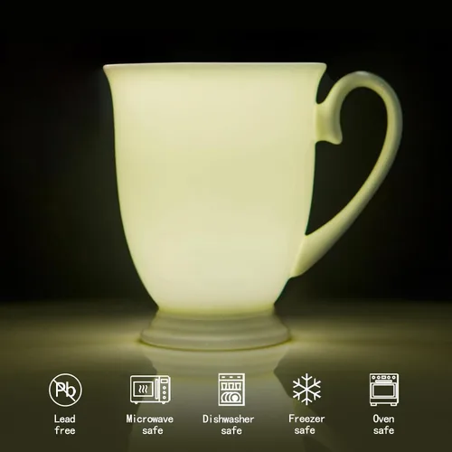 Vista 3 de Juego de 2 tazas de café blancas de porcelana fina de lujo (8 onzas), tazas de té de cerámica estilo europeo, elegantes y duraderas tazas de café