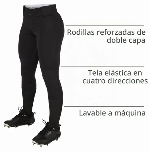 Vista 4 de Champro Girls' Tournament Traditional Low-Rise Softball Pants Negro