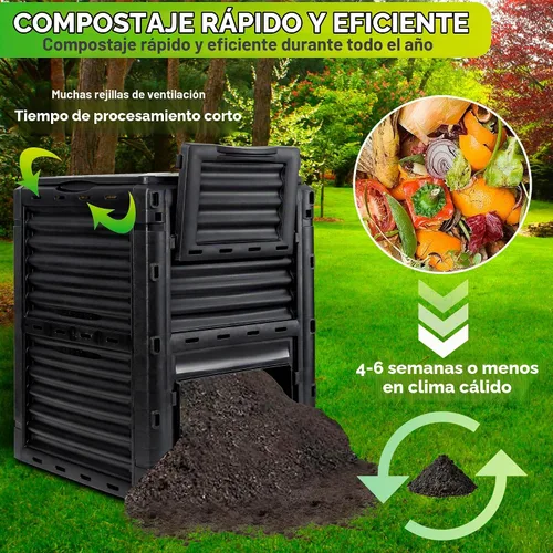 Vista 3 de F2C Contenedor de Compost de Jardín de Material Libre de BPA - 80 Galones (300 L) Contenedor de Compost Grande con Aireación Caja de Compost