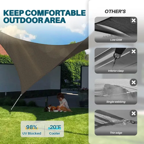 Vista 4 de Coarbor 8'x8' Toldo parasol para exteriores, toldo rectangular resistente para dar sombra a patio, jardín, deck, fondo de jardín, marrón