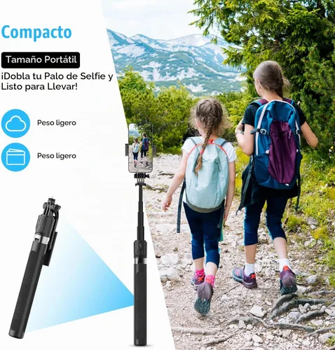 Vista 3 de Trípode extensible para teléfono de 71 pulgadas y palo selfie con control remoto inalámbrico, soporte giratorio de 360°, soporte de trípode portátil