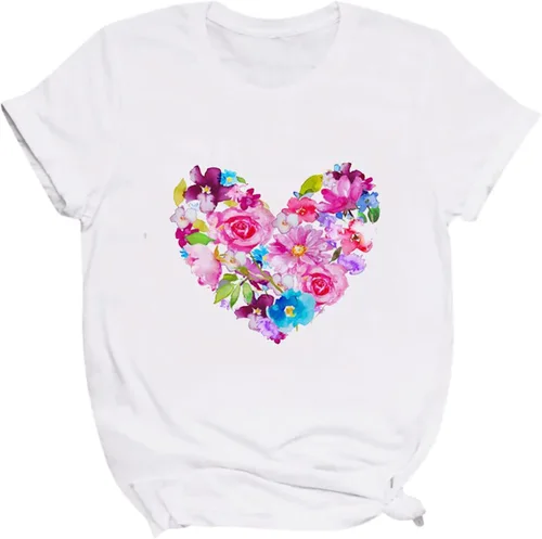 Vista 2 de Womens Causal T Shirt Dream Catcher Print Tees Tshirt Summer Round Neck Tunic Shirts O-Neck T-Shirts Slim Girls Blouses
