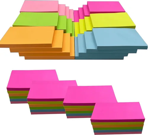 Vista 13 de 480 hojas 7,6 x 12,7 cm Notas adhesivas grandes, 6 blocs surtidos de notas autoadhesivas para cuaderno, oficina, escuela y hogar, 80 hojas/bloc